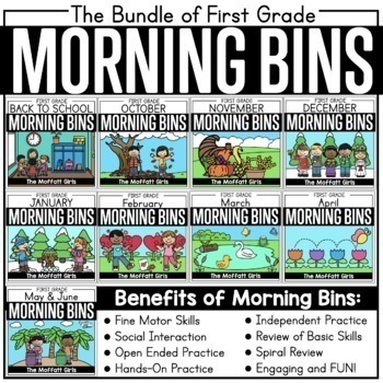 Preview of First Grade Morning Tubs / Bins The Bundle (Morning Work)