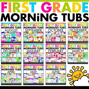 Preview of First Grade Morning Tubs Fine Motor Math & Literacy Centers Morning Work Bins