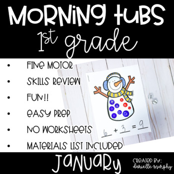 Preview of First Grade Morning Tubs or Bins for January