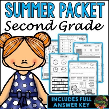 Preview of Second Grade Summer Packet (Summer Break Review, Homework Pages & Summer School)