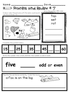 First Grade Morning Work - Daily Math and Language based on the Common Core