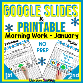 Preview of First Grade Morning Work Google and PRINT - January | Winter