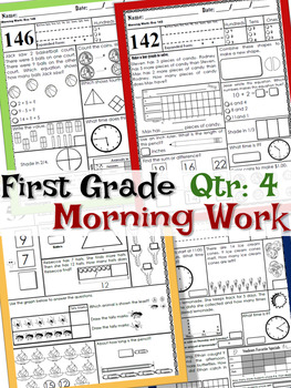 Preview of First Grade Morning Work | Math Spiral Review | Qtr 4
