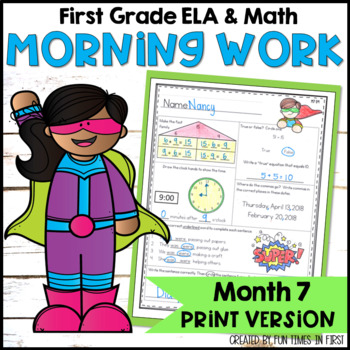 Preview of First Grade Morning Work | Month 7 | Printable