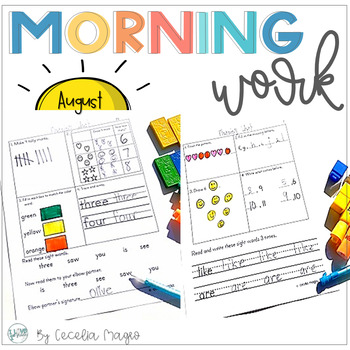 Preview of First Grade Morning Work Pack 1  August