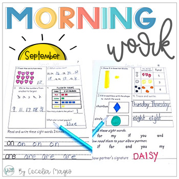 Preview of First Grade Morning Work Pack 2 September DIGITAL and PRINTABLE