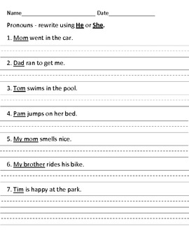 Pronouns Morning Work FREEBIE by First Grade Fun Times | TpT