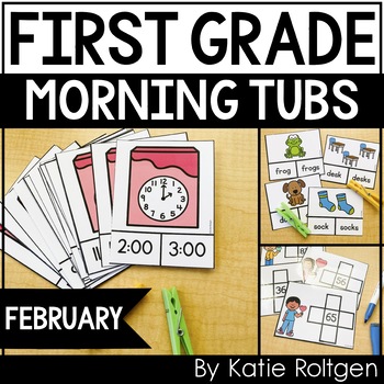 Preview of First Grade Morning Work Tubs for February