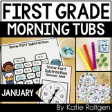 First Grade Morning Work Tubs for January