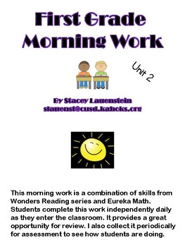 Preview of First Grade Morning Work-Wonders/Eureka Unit 2