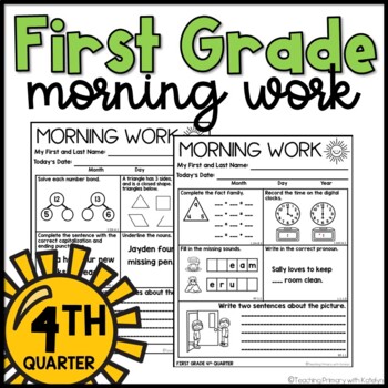 Preview of First Grade Morning Work | Worksheets | Spiral Review | Fourth Quarter