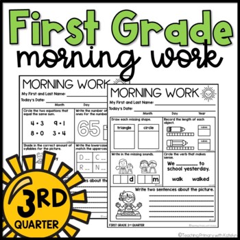 Preview of First Grade Morning Work | Worksheets | Spiral Review | Third Quarter