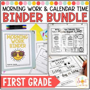 Preview of First Grade Morning Work and Calendar Time Binder Bundle