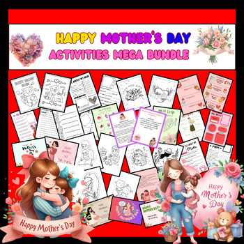 Preview of First Grade Mothers day Activities : Coloring, Writing, Lesson Plan, Gift Cards