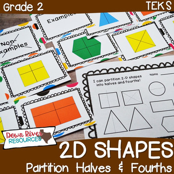 First Grade NEW Math TEKS 1.GH: Partitioning 2D Shapes into Halves ...