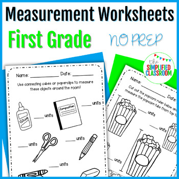 Preview of First Grade NO PREP Measurement Worksheets Pack