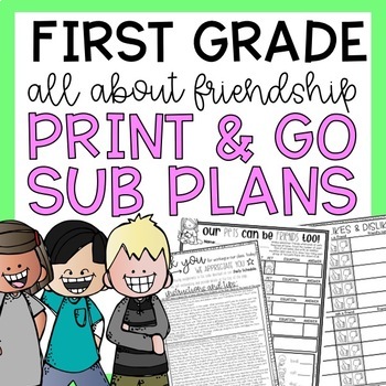 Preview of First Grade Emergency Sub Plan | FREE NO PREP Sub Plan for 1st Grade