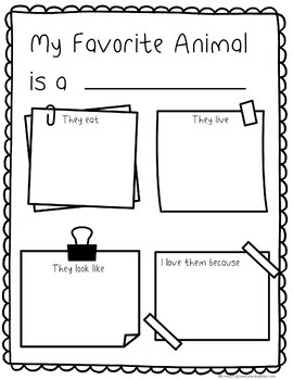 First Grade No Prep Opinion Writing Prompt | My Favorite Animal