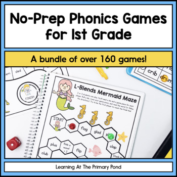 Preview of First Grade No-Prep Phonics Games Bundle | SOR aligned