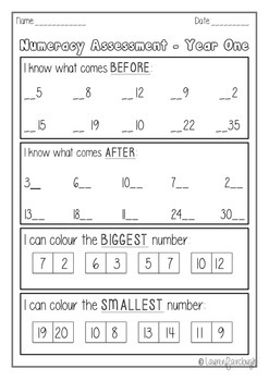 first grade number assessment by lauren fairclough tpt