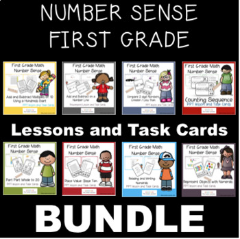 Preview of First Grade Number Sense BUNDLE: Lessons and Task Cards