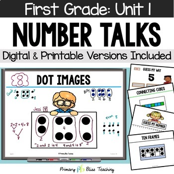 Preview of First Grade Number Talks Unit 1 for Building Number Sense and Mental Math