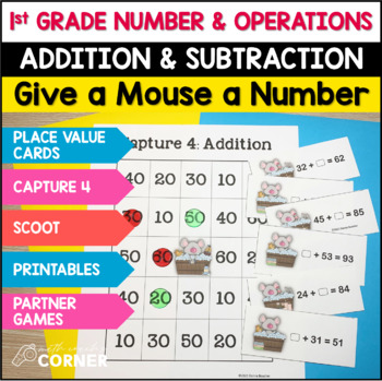 Preview of First Grade Math Games for Place Value, Addition & Subtraction, 10 More/10 Less