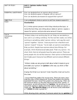 Preview of First Grade Opinion Writing Author Study & Book Review Lesson Plans