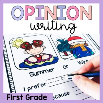 Preview of First Grade Opinion Writing Prompts and Worksheets