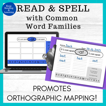 Preview of First Grade Orthographic Mapping with Word Families Worksheets & Google Slides™️