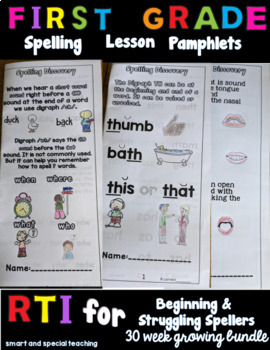 Preview of First Grade Orton Gillingham Spelling Pamphlets Growing Bundle  RTI  (Dyslexia)