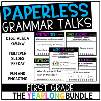 Preview of First Grade PAPERLESS Grammar Talks- A YEARLONG BUNDLE