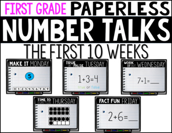 Preview of First Grade PAPERLESS NUMBER TALKS- The First 10 Weeks