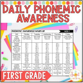 Preview of First Grade Phonemic Awareness Daily Warm Up Lessons Bundle | Science of Reading
