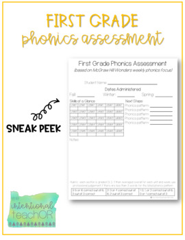 Preview of First Grade Phonics Assessment