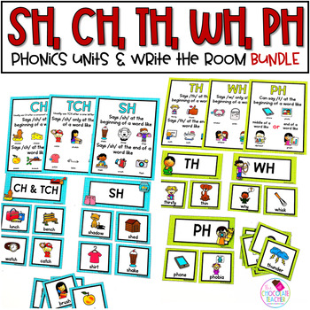Preview of Digraph Worksheets - Write the Room - First Grade Phonics - BUNDLE