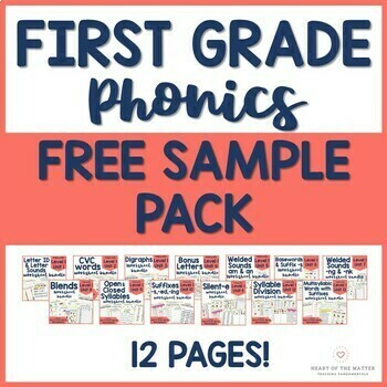 Preview of First Grade Phonics Level 1, Units 1-13 FREE SAMPLE PACK!