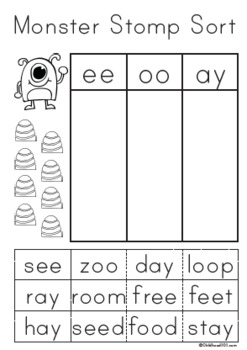 First Grade Phonics Monster Stomp Game and Worksheets ...