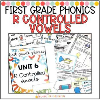 Preview of First Grade Phonics R Controlled Vowels Unit | ar er ir or ur Lesson Plans