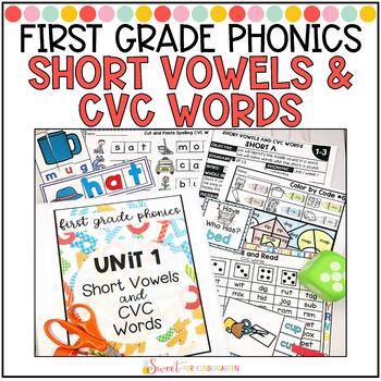 Preview of First Grade Phonics Short Vowels and CVC Words Unit