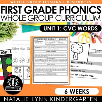 Preview of First Grade Phonics Unit 1 CVC WORDS | Letter Sounds Review and Short Vowels