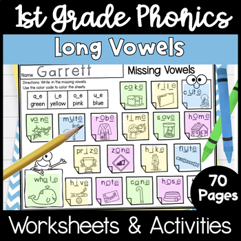 Preview of First Grade Phonics Unit 11 Long Vowel Words Magic e