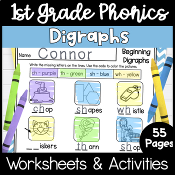 Preview of First Grade Phonics Unit 3 Digraphs and Trick Words