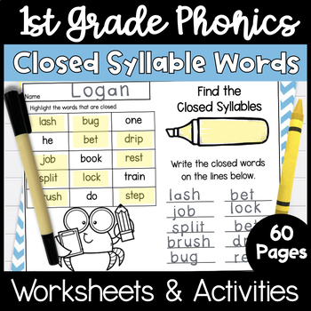 Preview of First Grade Phonics Unit 9 Closed syllables and Vowel Teams
