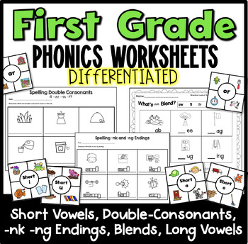 First Grade Phonics Worksheets- CVC Floss Rule nk ng Endings | TPT