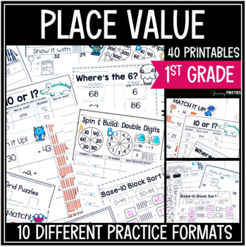 Preview of First Grade Place Value Practice Worksheets to 100 | Tens and Ones Included Too
