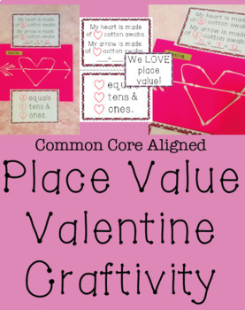 Preview of First Grade Place Value Craft / Activity- Valentine's Day- Common Core Aligned