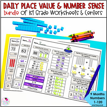 Preview of Place Value Tens and Ones Worksheets & Number Sense 1st Grade Daily Math BUNDLE