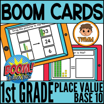 Preview of First Grade Place Value Math l Base 10 & Dienes Blocks l BOOM CARDS