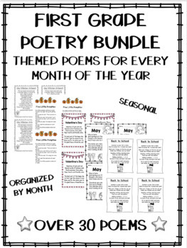 Preview of First Grade Poetry Set - Printable Poems for EACH month!